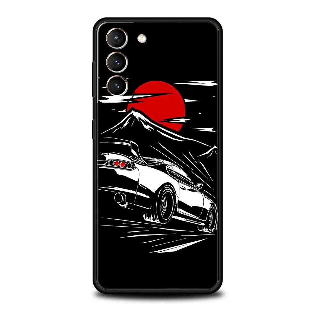 Japanese JDM Sports Car Black Silicone Phone Case