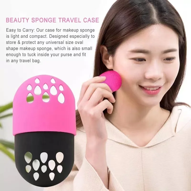 1PC Soft Silicone Sponge Storage Box Egg Stand Powder Puff Drying Holder Mildew Proof Cosmetic Puff Beauty Case Makeup Accessory 2