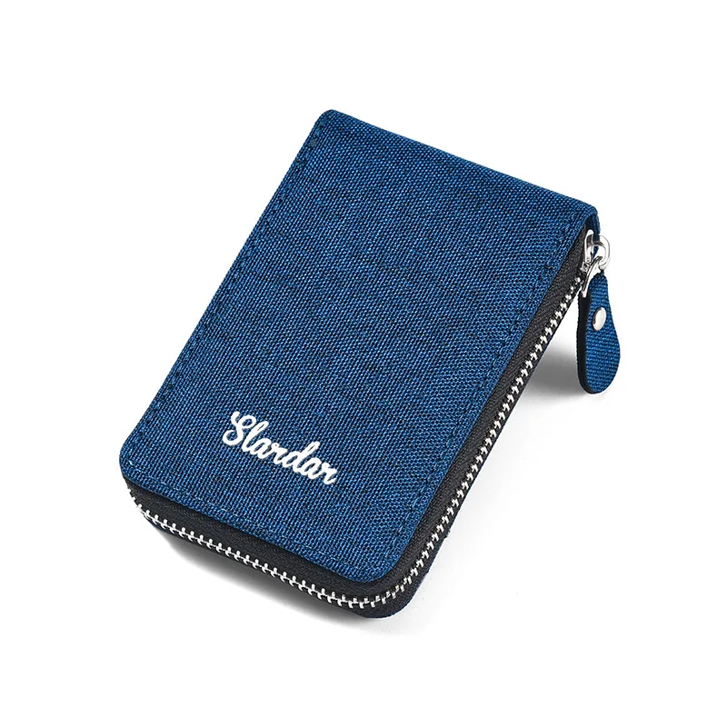 Large capacity small card bag men's canvas cover with multiple card slots, anti ultra-thin demagnetization certificate bag clip