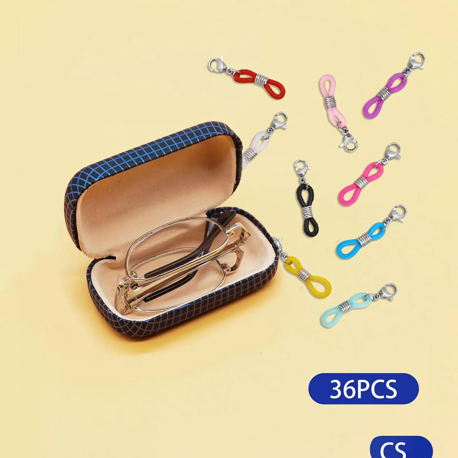 

36x Eyeglasses Chain Ends Anti Slip Eyeglass Holder Chain Loops for Eye Glasses Holder Necklace Chain Strap Holder Chain Loops