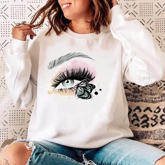 Blusa com Capuz Estampada de Cílios