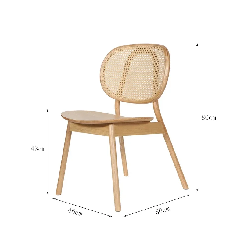 

Wyj Solid Wood Rattan Dining Chair Nordic Small Apartment Home Armchair