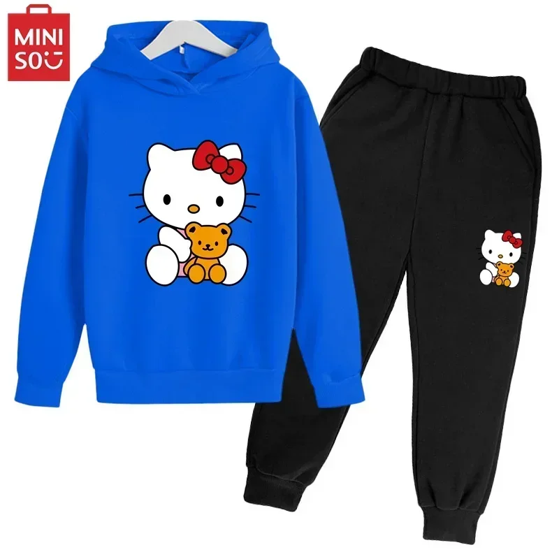 

New Katie Cat Pullovers Long Sleeve Miniso-Leisure Daily Outdoor Sports For Kids Cute Baby Gift Anime Cartoon Suit
