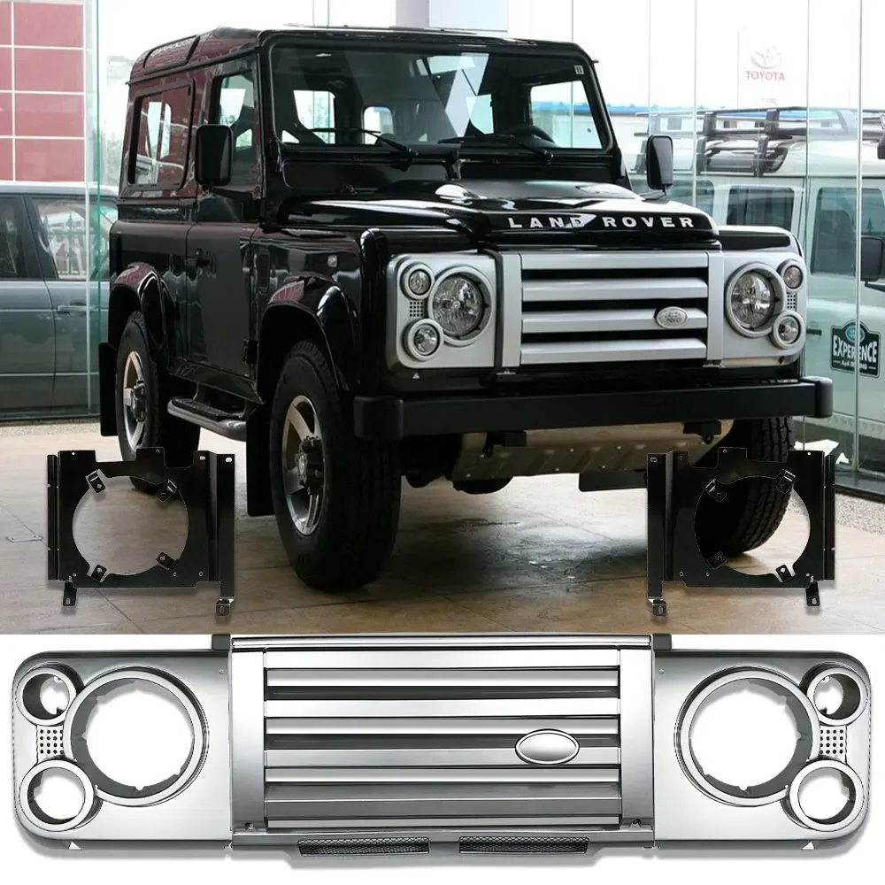 Car stying Front SVX Kit ABS Middle FRONT Grille & surrounds & Brackets For Land Rover Defender Vehicle Auto Parts custom for land rover defend parts side vent grille tuning car auto parts tuning air side vents grille