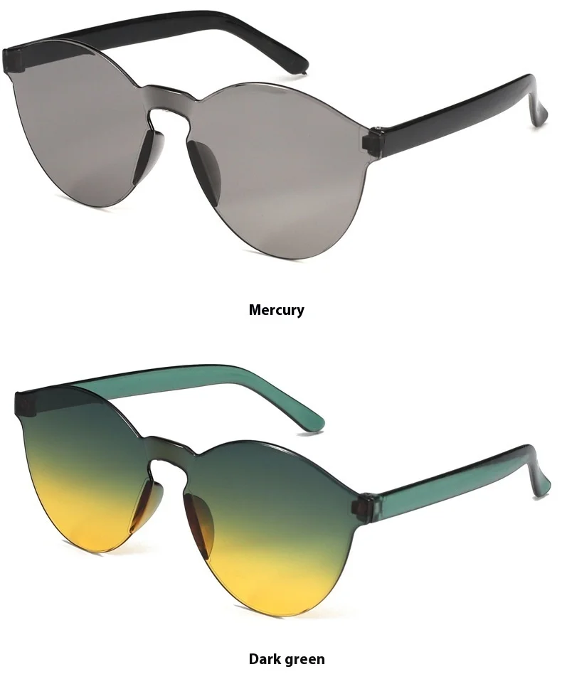 Neue rahmenlose einteilige Jelly transparente Sonnenbrille Candy Sonnenbrille einteilige Farbe – Detail 11