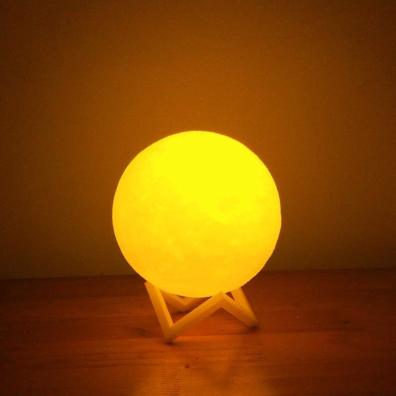 16-color luna cibule lehký nasednout + dřevěný podpora 3D knihtiskař součástky DIY měsíční lampa ploše lehký domácí dekorace