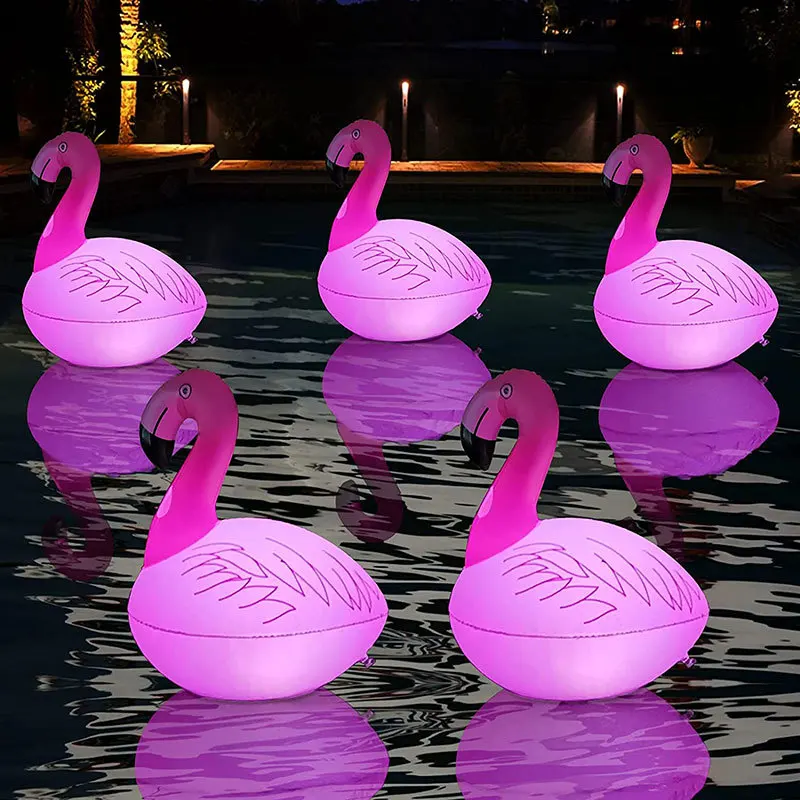 Solar Rechargeable Luminous Ball Light LED Flamingo Light Waterproof Colorful Pool Floating Lawn Landscape