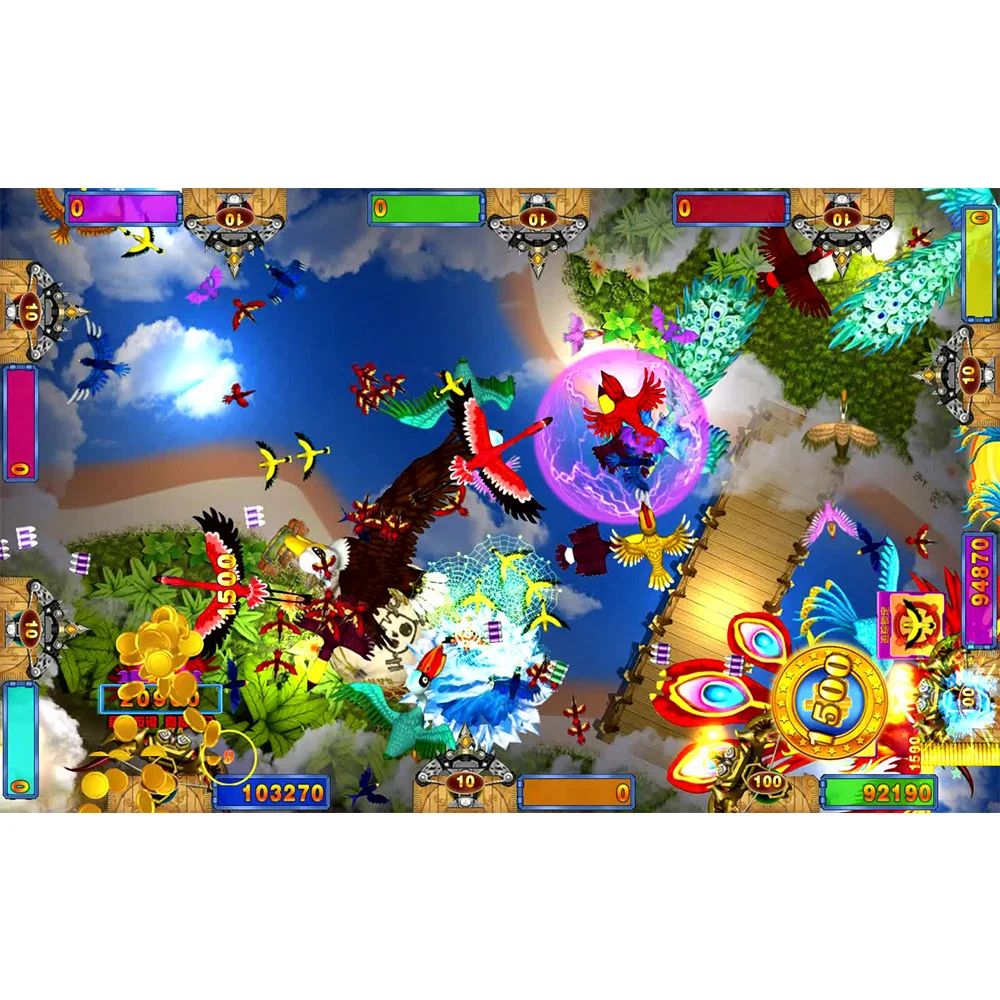 Popular 4/6/8/10 Players Bird Paradise Fish Hunter Arcade Shooting Game Machine Host Accessories