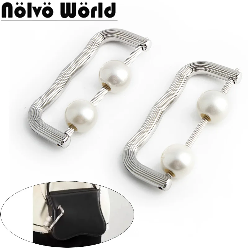 White Steel Metal Clasp Turn Locks For DIY Bag Handbag Shoulder Purse Pearl Buckle Leather Craft Side Clips Hardware Accessories