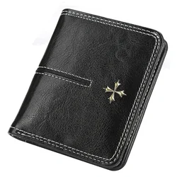 Elegant Women's PU Leather Wallet - Stylish Short Clutch with Coin and Card Holder Compartments (Black)