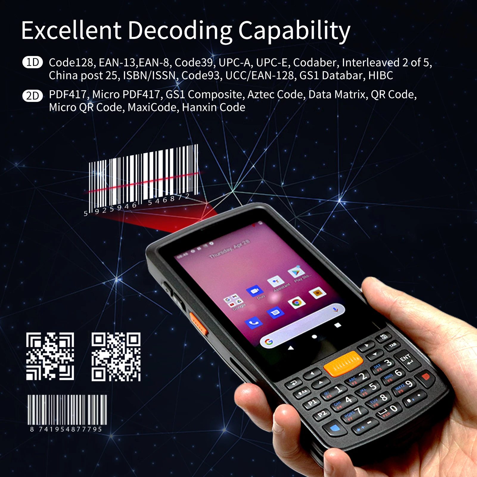 RUGLINE PDA Android 11 Rugged 1D 2D Handheld Barcode Scanner Data Collector WiFi 4G GPS PDA Barcode Reader POS WarehouseTerminal