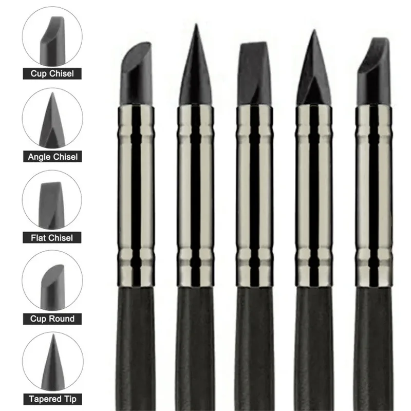 Clay Sculpting Tools 5PCS Silicone For Brush Modeling Dotting Nail Art Pottery Clay DIY Carving