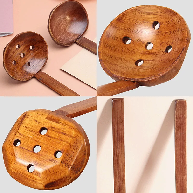 Wooden Spoon Japanese Long-Handled Soup Bamboo Spoon Cooking Wooden Lamian Noodles Hot Pot Strainer