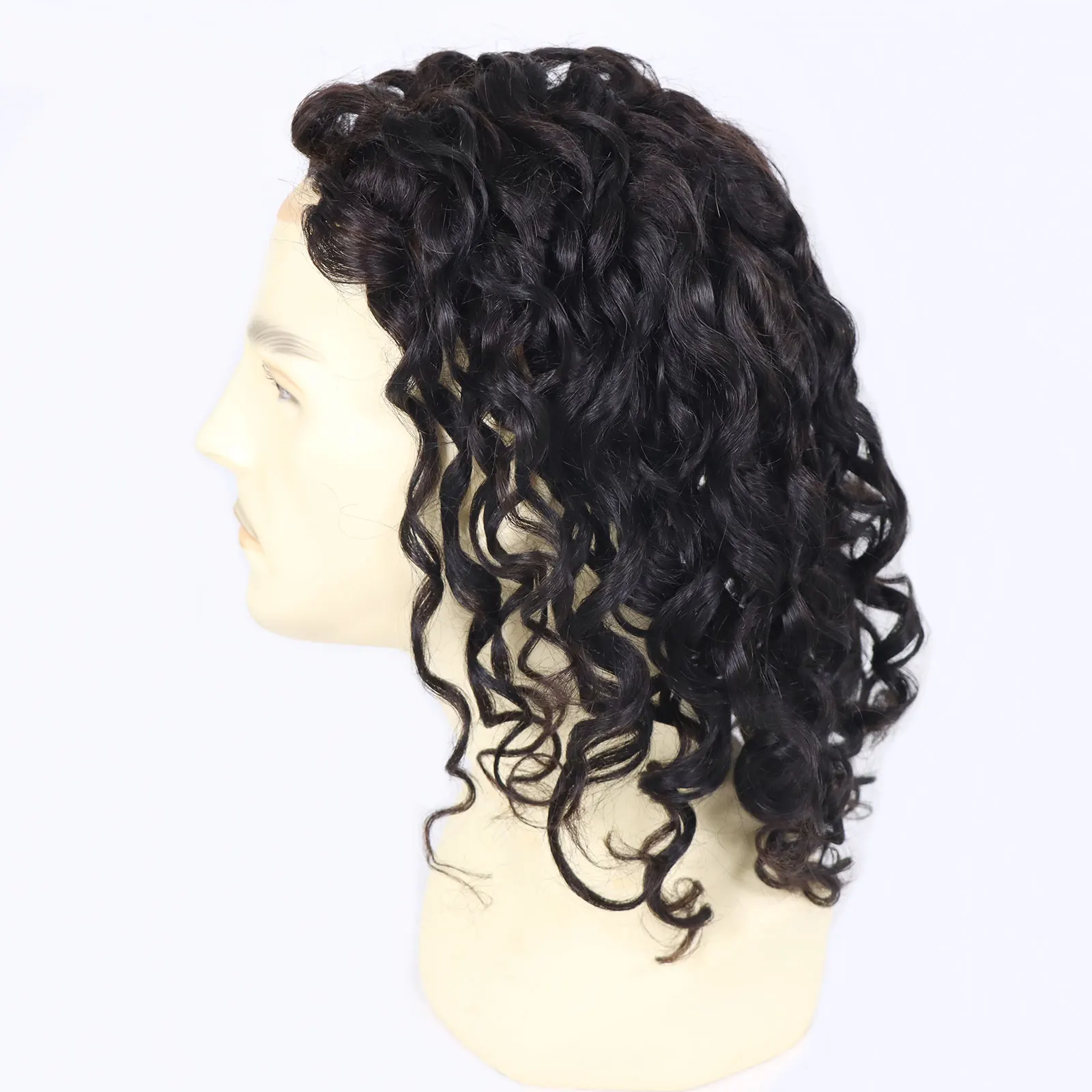 Black Long Men Toupee Human Hair Men's Wig 12" 14" 16" 18" Wave Hairpieces Mono Lace PU 8X10 Base Replacement Syetem Can Custom