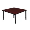 Height Adjustable 36" Square Classroom Table Mahogany Laminate Top Rounded Corners Easy Assembly Adjustable Height 23-34" Safe & 2