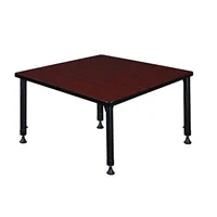 Height Adjustable 36" Square Classroom Table Mahogany Laminate Top Rounded Corners Easy Assembly Adjustable Height 23-34" Safe & 2
