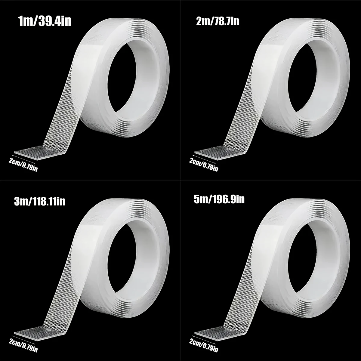 Ultra-Strong Double-Sided Nano Adhesive Tape - Clear, Removable, Waterproof, Heavy-Duty, Extra Sticky Strip, 1-5m