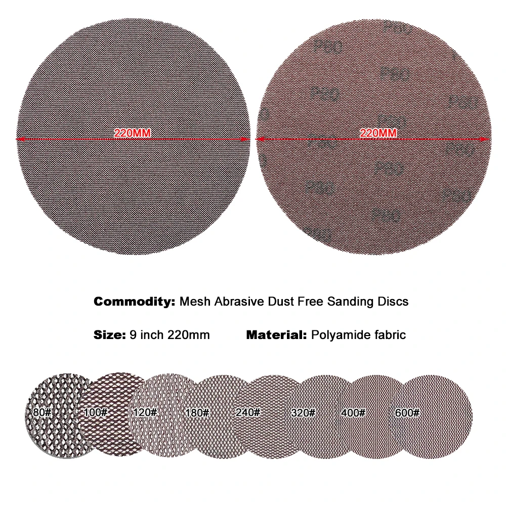 Sanding Discs Sandpaper Set 10Pcs 9 Inch 80 to 600