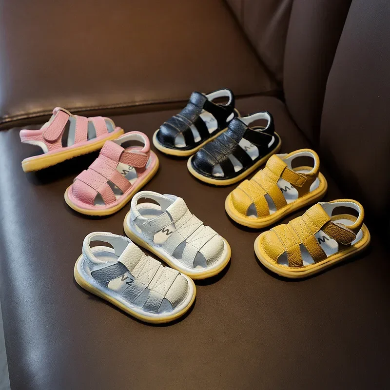 Baby Girls Boys Sandals Summer Infant Anti-collision Toddler Shoes Soft Bottom Kids Genuine Leather Shoes Children Beach Sandals beach shoes children sandals baby shoes kids shoes kids sandals