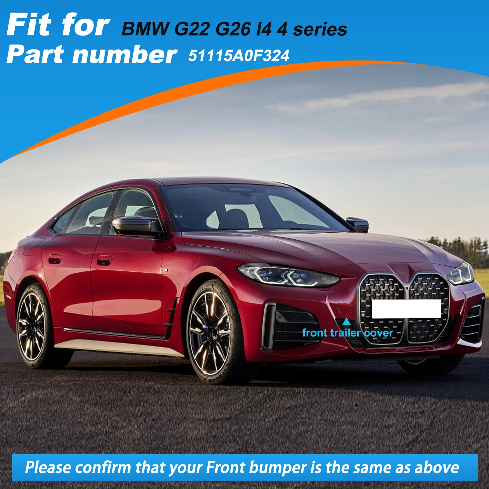 BMW G22 G26 I4 4 시리즈 2021 2022 2023용 프론트 범퍼 견인 고리 커버 캡 견인 고리 51115A0F324