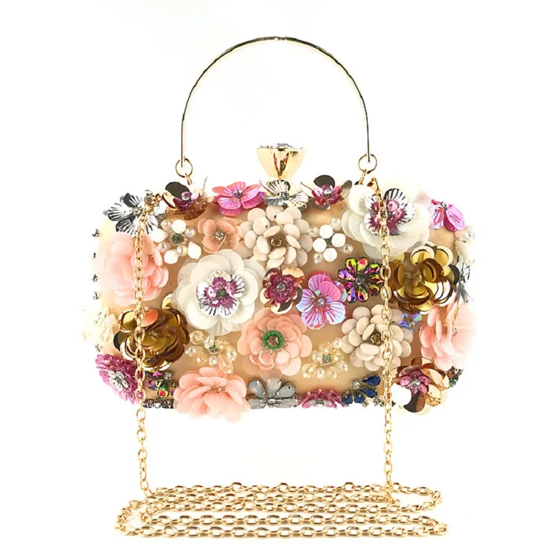 

2023 New Luxury Rich Fashion Dinner Bag Women's Handmade Flower Beaded Bag Banquet Wedding Party Handheld Bags for Women
