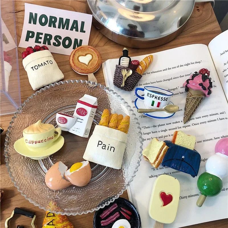 Cartoon Cute Refrigerator Magnet Resin Three-dimensional Creative Simulated Food Bread Magnetic Stickers Home Decor Accessories