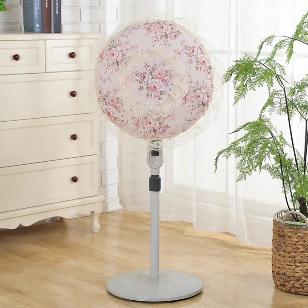 Pastoral Style Lace Electric Fan Cover Round All-inclusive Fan Dust Cover Safety Protection Dust Prevention