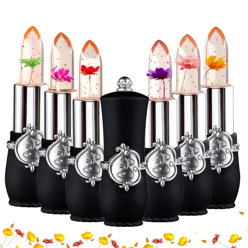 Flower Jelly Lipstick Temperature Change Moisturizer Flowers Lip Stick Long Lasting Lip Balm Magic Color Changing Gloss Sets