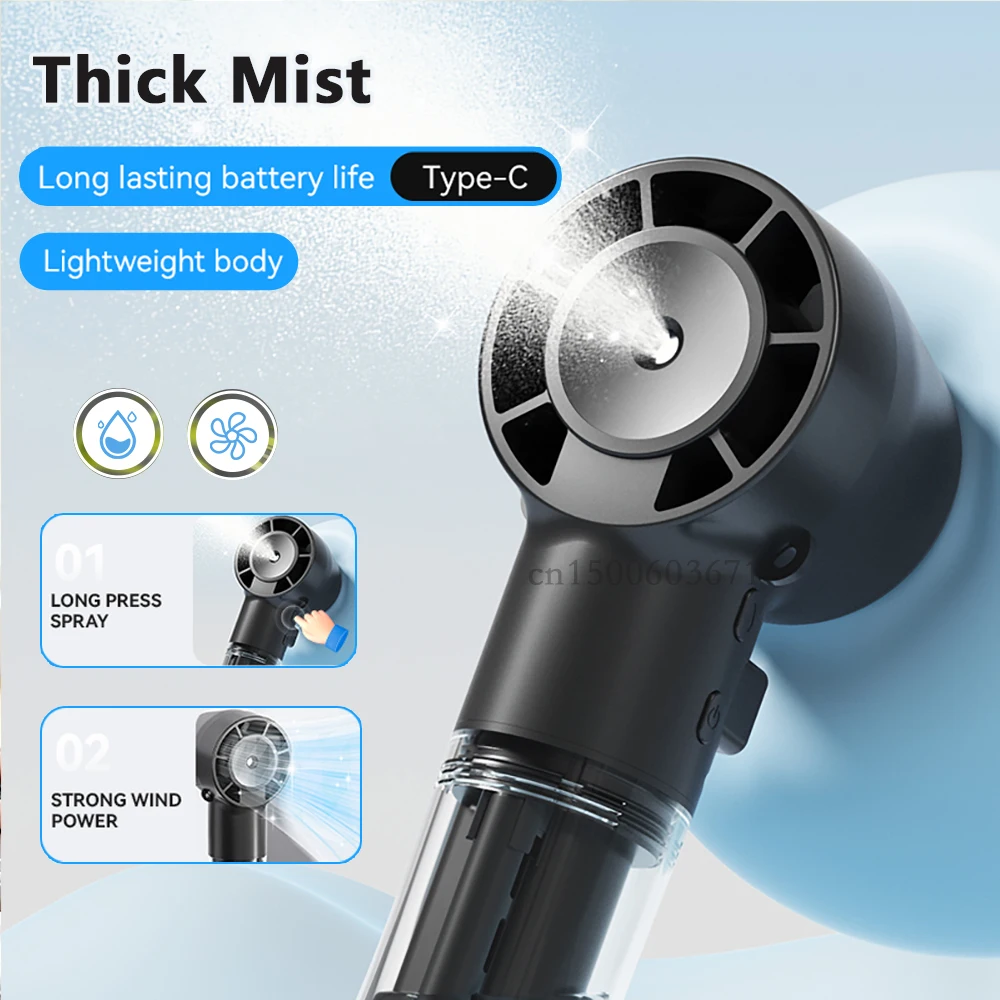 Portable USB Rechargeable Mini Humidifier Fan with Water Mist 기능