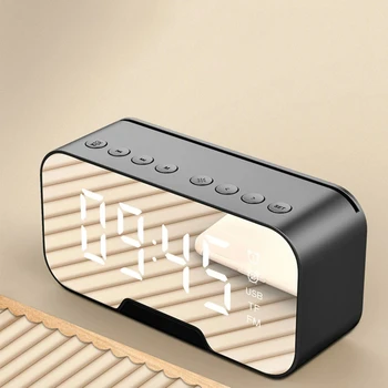 LED Mirror Digital Alarm Clock Bedroom Electronic  Table Clocks Rechargeable Blutooth Speaker FM Radio Home Decoration
