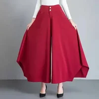 High Waist Wide Leg Pants Irregular Shape Spring Summer Korean Style Loose Fit Square Dance Skirt Pants for Women