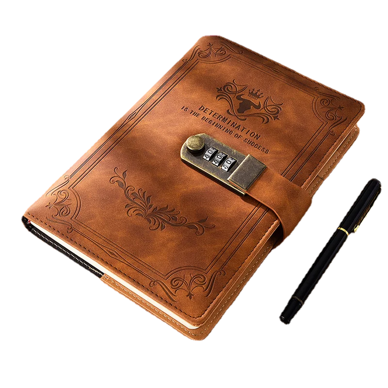 200 Pages A5 Retro Password Book with Lock Diary Thickened Creative