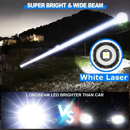 Rechargeable GT10 Flashlight Super Bright Portable Ultra Power Long Range Tactical Torch Lamp Outdoor Emergency Camping Lantern - Image 2