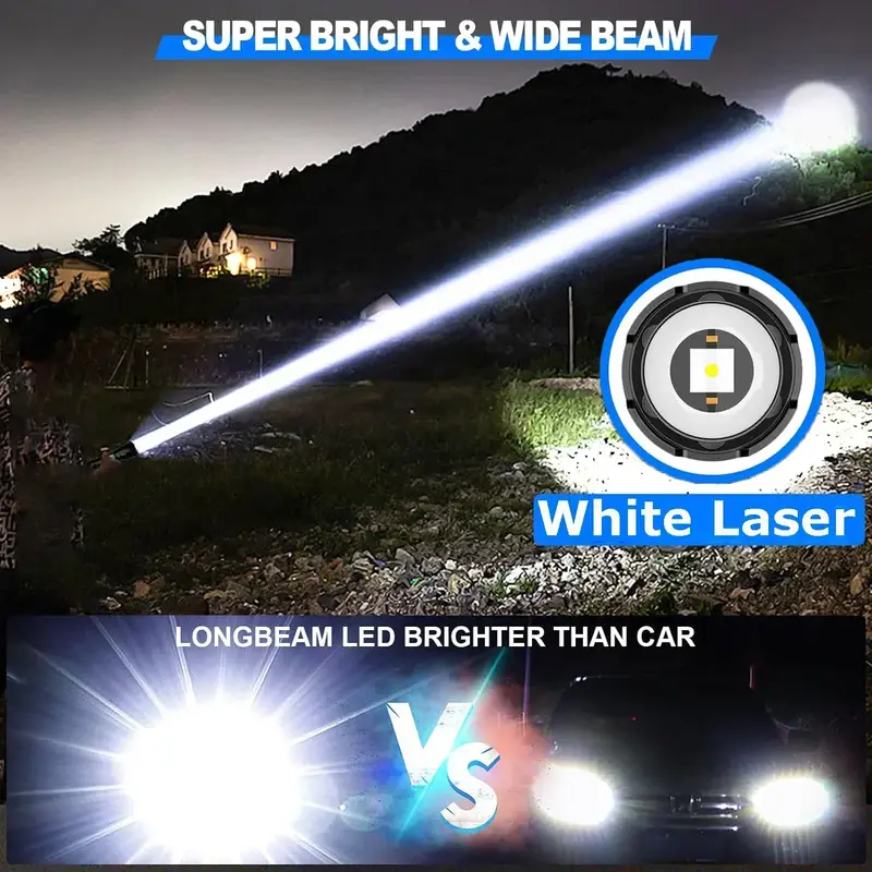 Rechargeable GT10 Flashlight Super Bright Portable Ultra Power Long Range Tactical Torch Lamp Outdoor Emergency Camping Lantern - Image 2