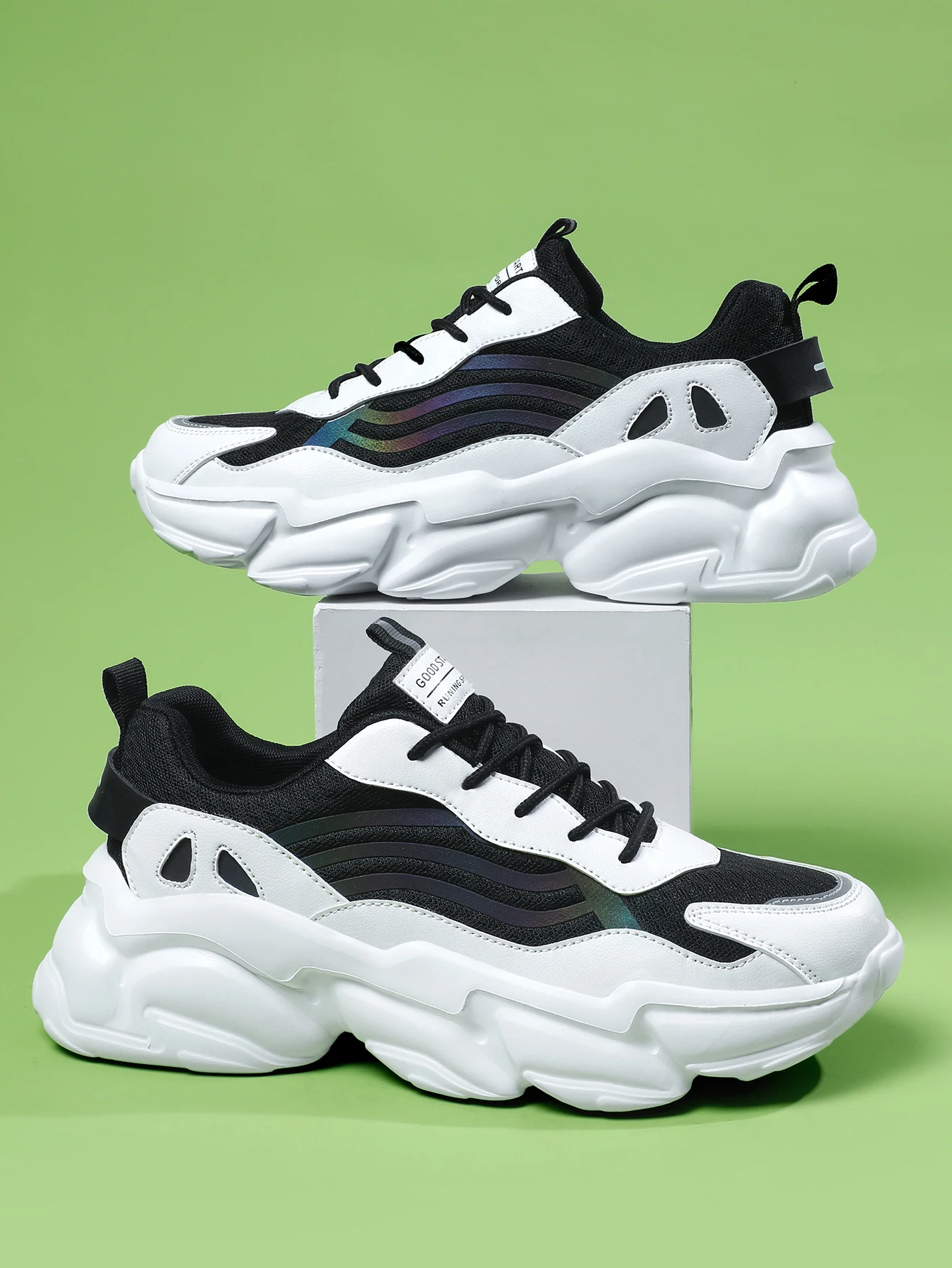 큰 사이즈 40-46 스니커즈, 여름 통기성 워킹 러닝화, 두꺼운 밑창 높이 남성 패션 스포츠 트레이너