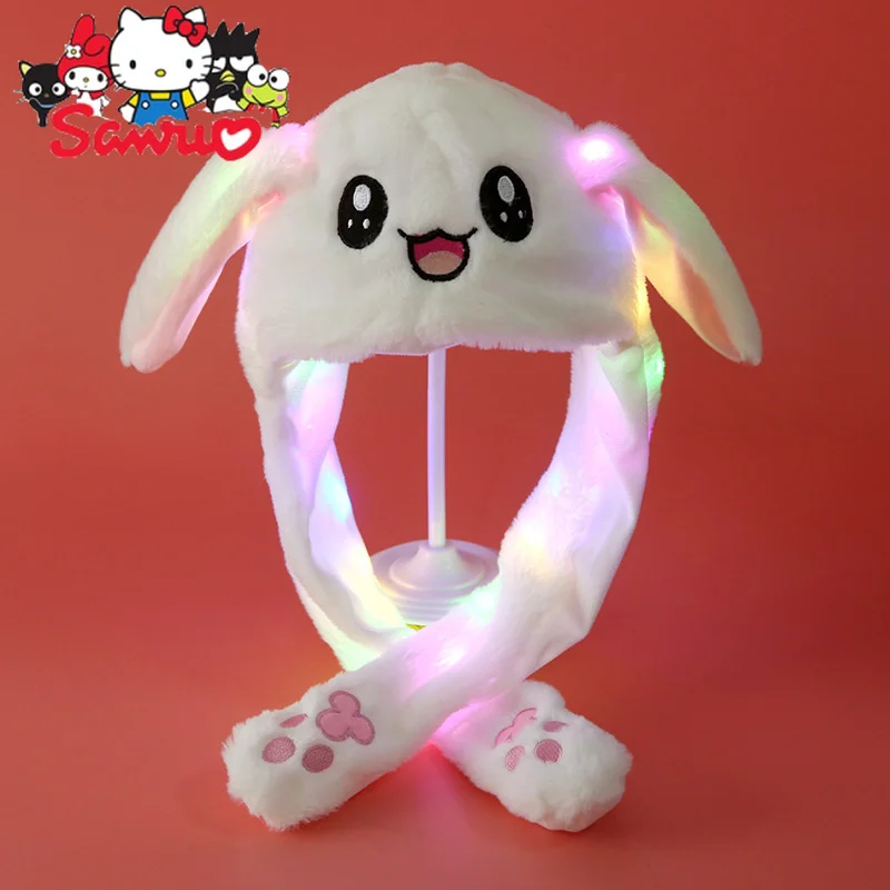 Sanrio Cinnamoroll Pikachu Pinches Ears Moving Airbag Cap Japanese Anime Glowing Bunny Hat Children Kawaii Holiday Decoration