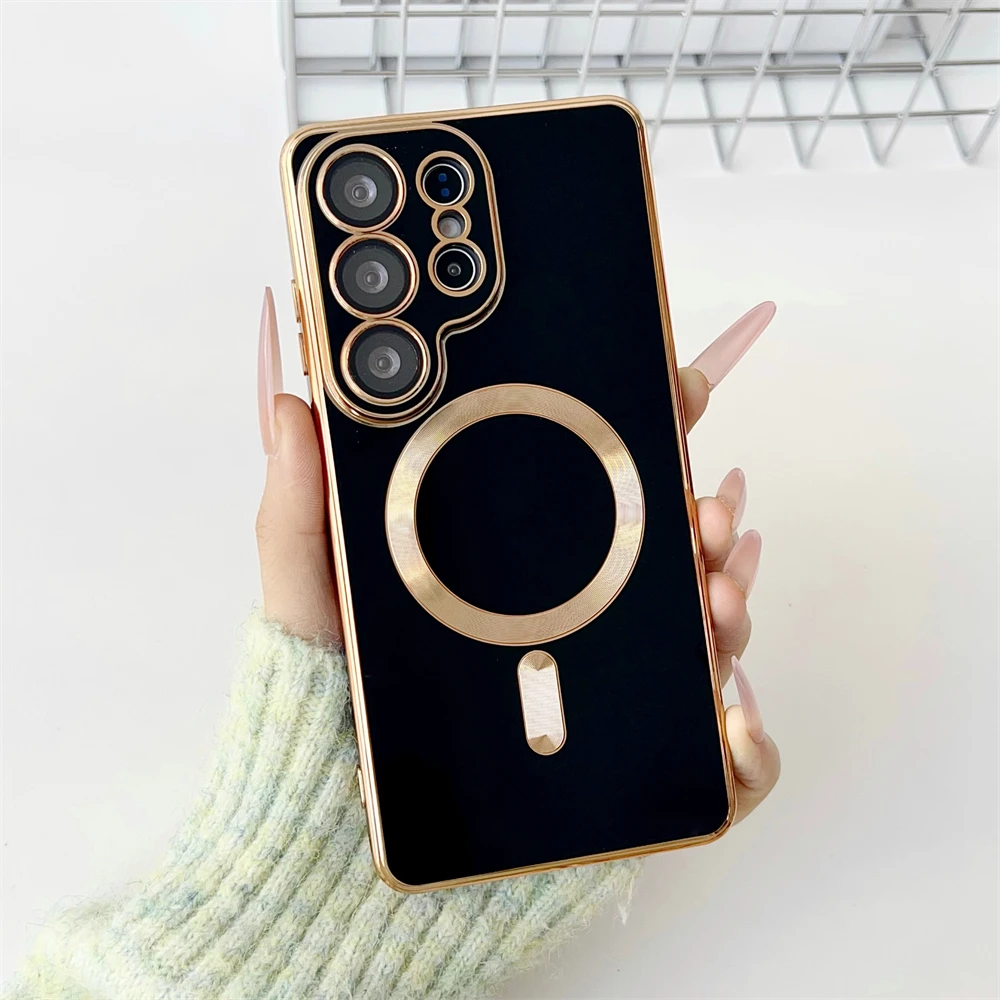 Enhanced Magnetic Glossy Phone Case with 6D Plating and Camera Protection for Wireless Charging Compatibility