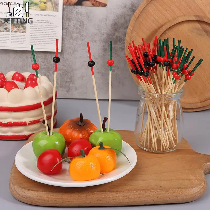 

100pcs 12cm Bamboo Toothpicks Pick Buffet Cupcake Fruit Fork Party Dessert Salad Stick Cocktail Skewer For Wedding Party Decor