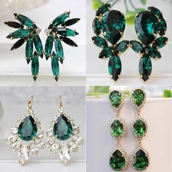 Green Water Drop Cubic Zirconia Earrings for Women High Quality Luxury Wedding To Attend The Banquet Trend Jewelry Wholesale