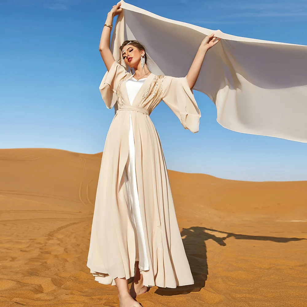

Embroidery Sequins Evening Dress Party Women Loose Abaya Dresses Ramadan Abayas Caftan Kaftan Elegant 2023 New Vestidos