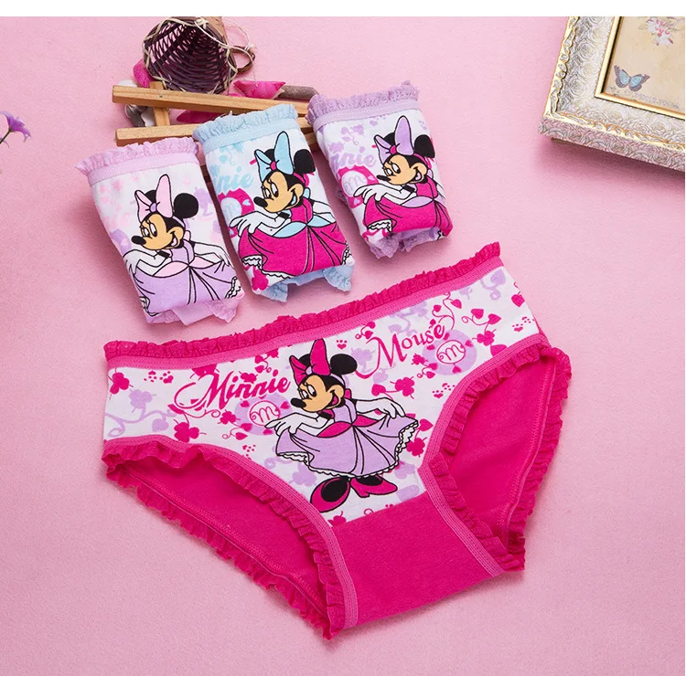 4 Pack Disney Mickey Mouse Children's Panties Classic Cute Minnie Mickey  Mouse Cartoon Girls Cotton Briefs