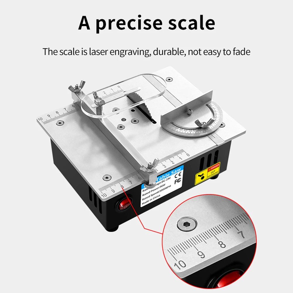 Woodworking Tools Woodworking Table Saw DC24V Household Miniature Woodworking Table Saw Electric Multi-Function Precision Dust-Proof Decoration Cutting Machine