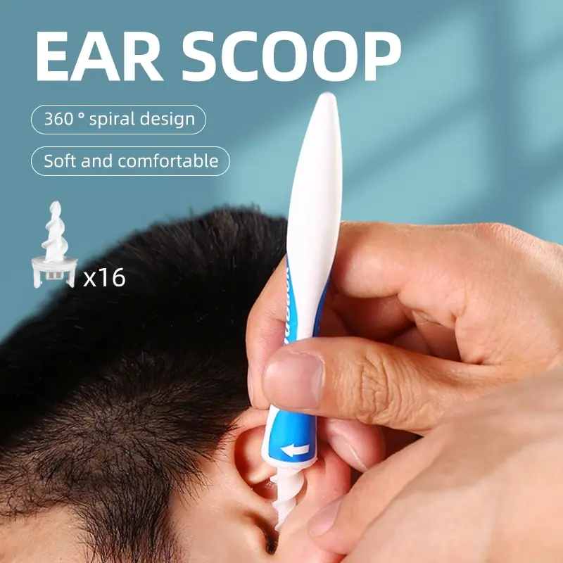 Ear Scoop 16 Ear Cleaning Set Ear Scoop Cleaning Wax Silicone Soft Spiral Beauty Care Gadget Portable Personal Hygiene Set