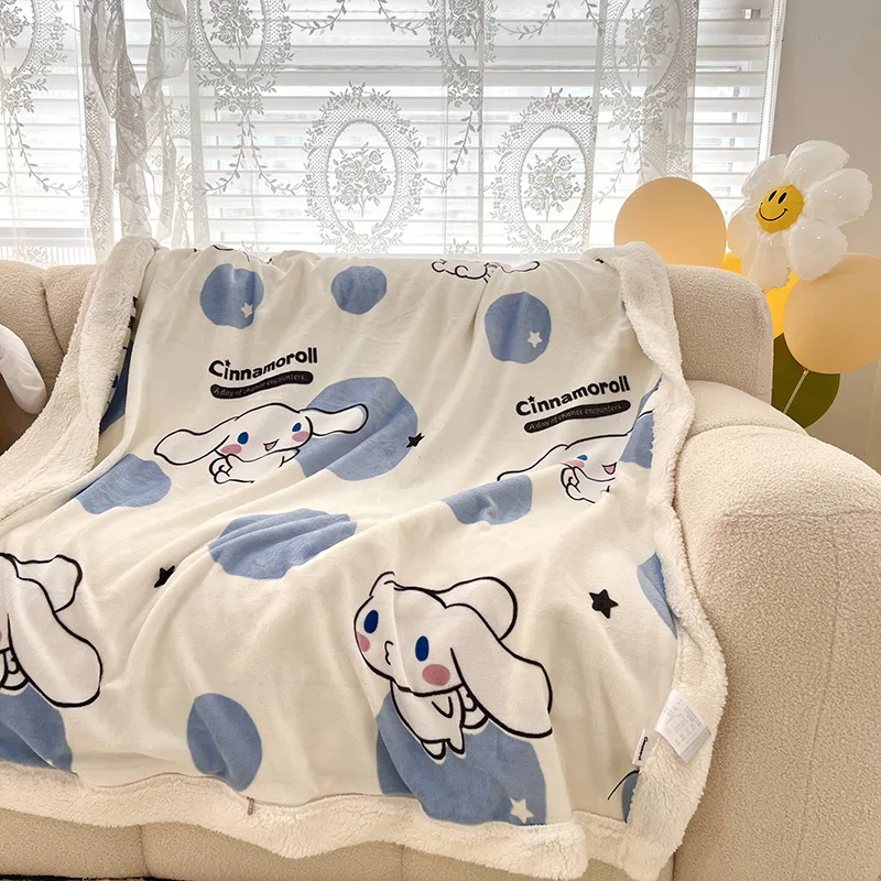 thumbnail image 1 of Sanrio-Manta de felpa de lana de cordero para niños, manta cálida con dibujos animados de Hello Kitty Melody Kuromi Cinnamoroll, regalo de decoración para sofá y dormitorio, 1 of 5