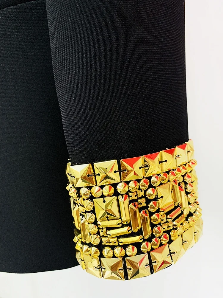 Newest Fashion 2024 Designer Jacket Women's Slim Fitting Sleeve Beading Single Button  Blazer Women