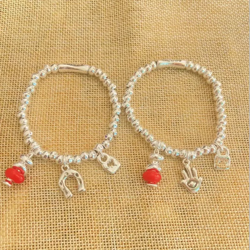 

Spain Exquisite Fashion 925 Silver Plated Crystal Lucky Beads Bracelet and Horseshoe Bracelet Holiday Jewelry Gift