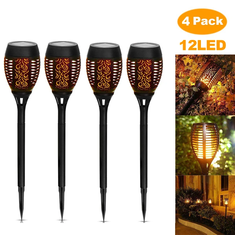 Solar Led Lights Outdoor Garden Solar Torches Garden Pack 33led Solar Led Flame Aliexpress