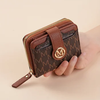 Portafoglio da donna con scomparti multipli per carte, tasca per contanti, stile retrò, mini portamonete, fascino minimalista, accessorio da viaggio, elementi essenziali quotidiani