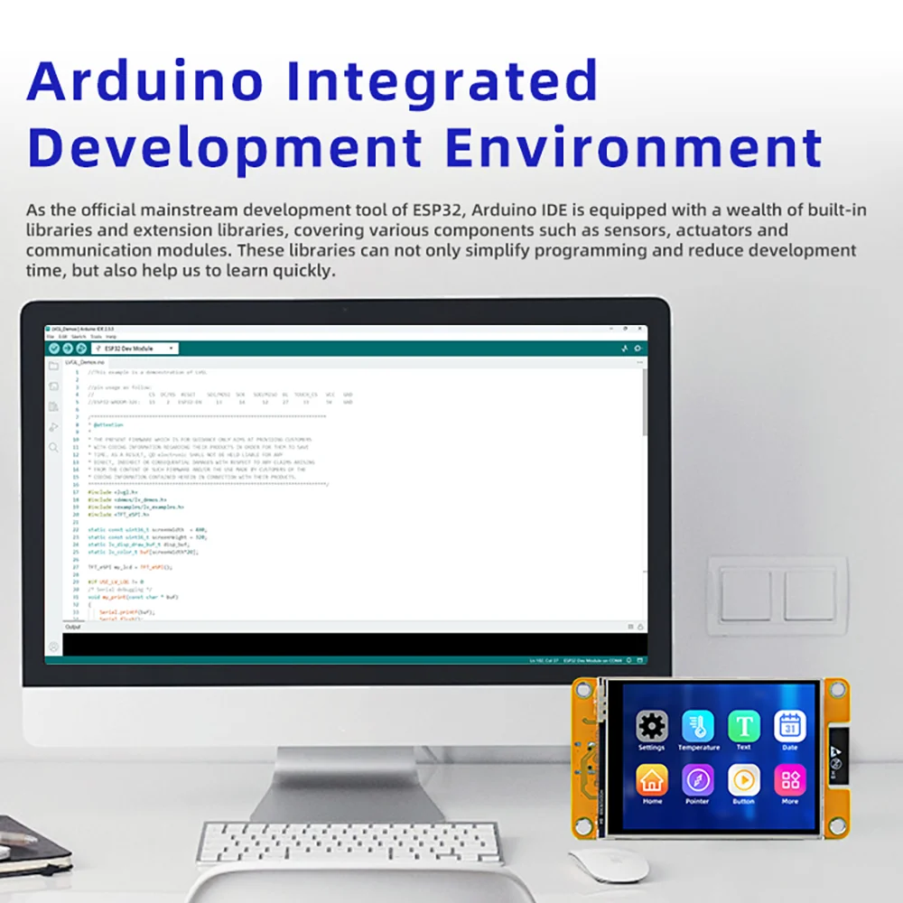 ESP32 Arduino LVGL WIFI 블루투스 개발 보드 2.8/3.2/3.5/4 인치 240*320 스마트 디스플레이 화면  LCD TFT 모듈 터치 포함-Freehip.co.kr