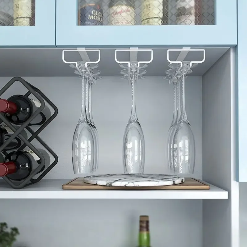 Wine Glass Rack Hanging Wine Cup Holder Bar Goblet Stemware Storage Racks Shelf Hanger Iron Kitchen Organizer 1/2 Rows